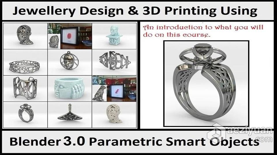 Blender 3.0参数化智能对象珠宝设计视频教程blender,珠宝设计,视频教程 - AE资源网 www.aeziyuan.com