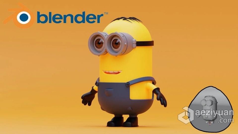 Blender小黄人卡通角色完整建模制作视频教程 中文字幕blender,卡通,角色,完整,视频教程 - AE资源网 www.aeziyuan.com