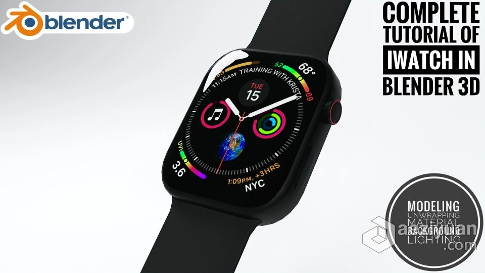 Blender苹果手表iwatch实例制作视频教程 中文字幕iwatch,实例,视频教程,中文字幕 - AE资源网 www.aeziyuan.com