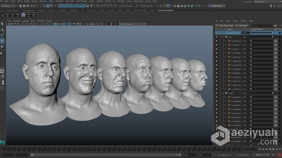 Maya角色面部表情造型复杂运动动画频教程角色,面部表情,造型,复杂,运动 - AE资源网 www.aeziyuan.com