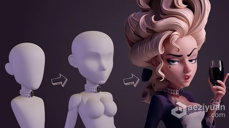 Zbrush人物角色基础网格雕刻原理视频教程 附源文件人物角色,网格,雕刻,原理,源文件 - AE资源网 www.aeziyuan.com