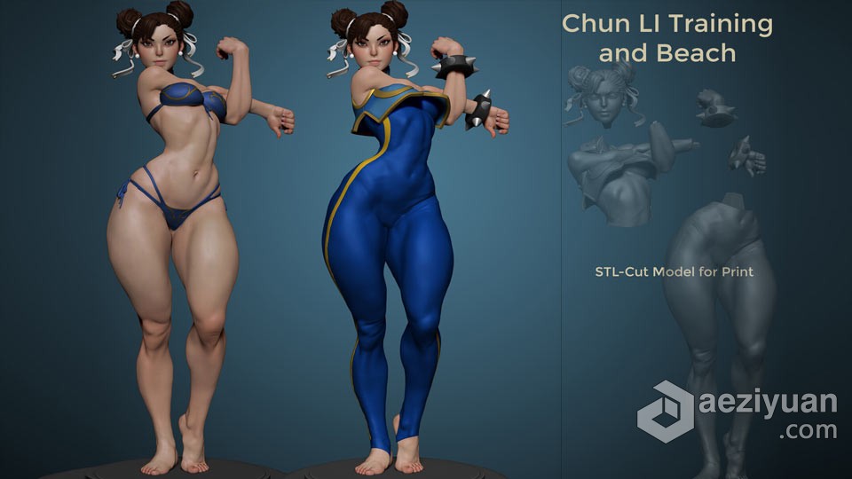 ZBrush街霸游戏春丽女性角色雕刻实例制作视频教程zbrush,街霸,游戏,女性,角色 - AE资源网 www.aeziyuan.com