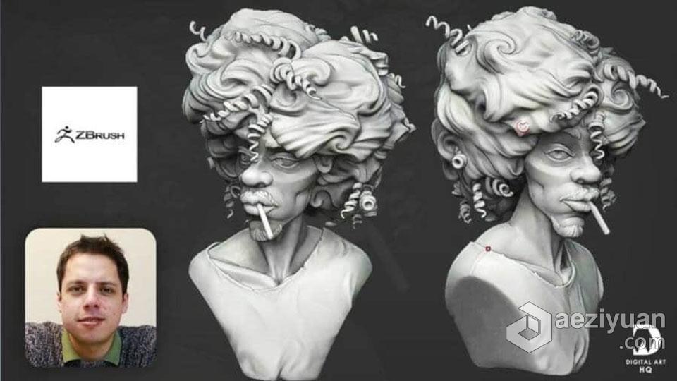 ZBrush个性角色半身像数字雕刻实例制作视频教程zbrush,个性,角色,半身像,数字 - AE资源网 www.aeziyuan.com