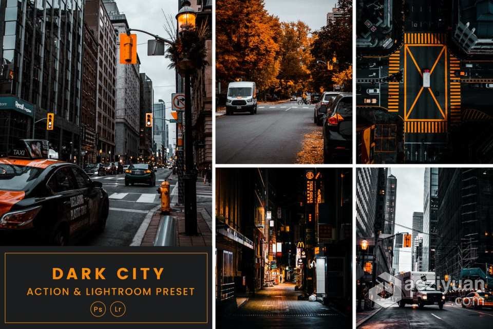 黑暗之城电影黑金胶片Lightroom预设 Dark City Action &amp; Lightrom Presets黑暗,之城,电影,胶片,lightroom - AE资源网 www.aeziyuan.com