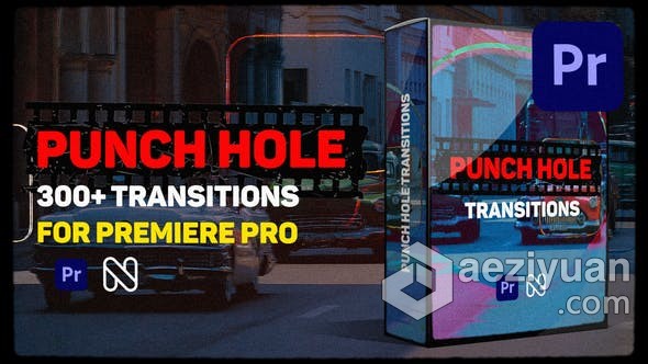 PR模板 - 300种圆圈打孔遮罩过渡故障元素视频转场 Punch Hole Transitions for Premiere Pro模板,圆圈,打孔,遮罩,过渡 - AE资源网 www.aeziyuan.com