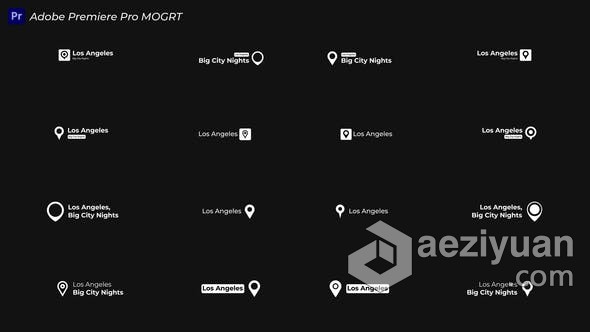 PR模板-地址地图路径标记16个位置指针标题 Location Pointer Titles 2 MOGRT模板,地址,地图,路径,标记 - AE资源网 www.aeziyuan.com