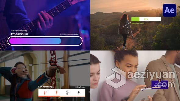 AE模板-持续时间百分比传输接收界面充电进度条和加载器倒计时元素工程文件下载ae模板,百分比,传输,接收,界面 - AE资源网 www.aeziyuan.com