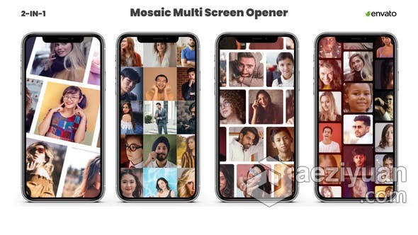 AE模板-垂直立式马赛克多屏照片视频墙相册片头工程文件下载ae模板,多屏,照片,视频墙,相册 - AE资源网 www.aeziyuan.com