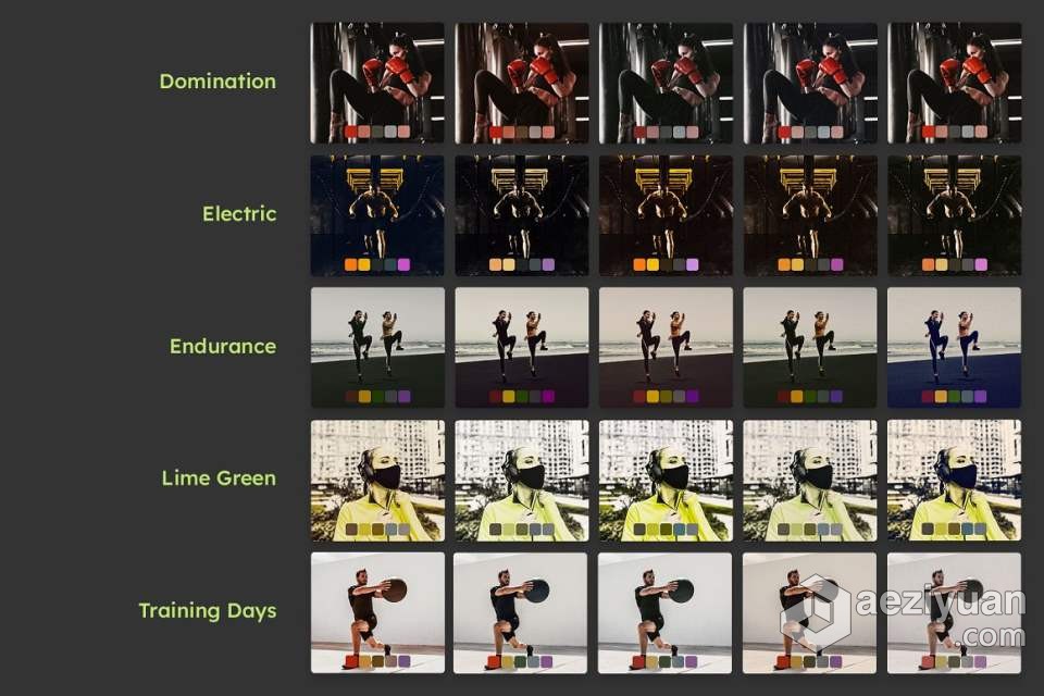 25个运动健身人像调色Lightroom预设及电影短视频调色LUT预设 25 Athletic lightroom presets and lutsLightroom,Lightroom预设,lr预设,LUT预设,lr调色 - AE资源网 www.aeziyuan.com