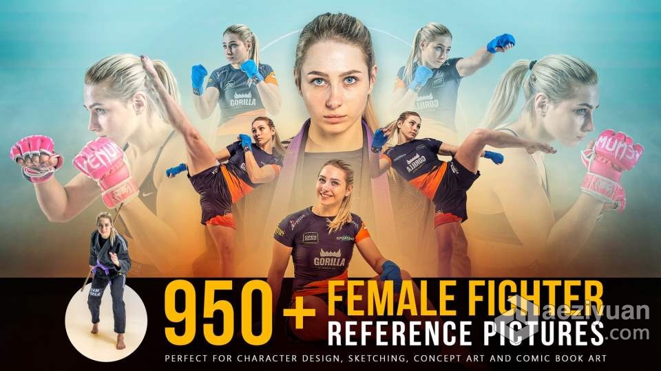 950张女性运动类比赛动作姿势造型高清参考图合集 950+ Female Fighter Reference Pictures女性,运动,比赛,动作,姿势 - AE资源网 www.aeziyuan.com