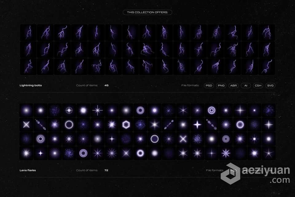 【PS笔刷/模板】117个雷击闪电镜头光线光晕效果矢量图片PS形状笔刷 Lightning bolts &amp; lens flares bundlePS笔刷,Photoshop笔刷,Brushes,Photoshop Brushes,PS Brushes - AE资源网 www.aeziyuan.com