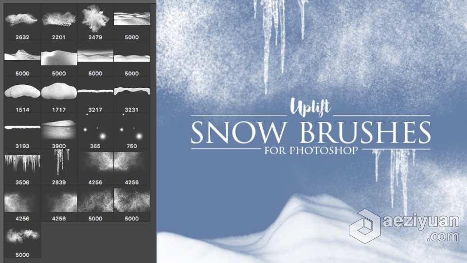 【PS笔刷】25款冬天下雪雪花雪景冰柱PS笔刷 25 Snow Brushes for PhotoshopPS笔刷,Photoshop笔刷,Brushes,Photoshop Brushes,PS Brushes - AE资源网 www.aeziyuan.com