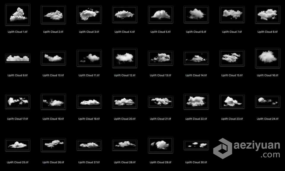 【PS笔刷】30款云彩云朵白云PS笔刷 30 Cloud Photoshop BrushesPS笔刷,Photoshop笔刷,Brushes,Photoshop Brushes,PS Brushes - AE资源网 www.aeziyuan.com