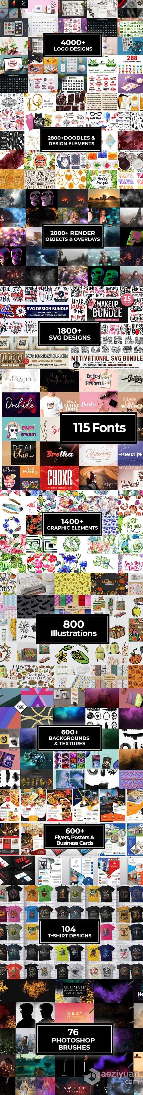 16000+商业设计贴图插画矢量图形标志艺术元素合集包 The Big Bang Design Bundle (16000+ iTems) - AE资源网 www.aeziyuan.com