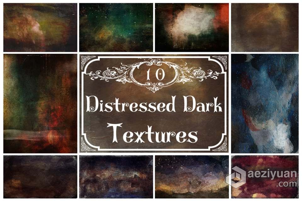 10款深色仿古粗糙肮脏腐蚀金属锈迹艺术纹理图片素材 Distressed Dark Textures深色,仿古,粗糙,肮脏,腐蚀 - AE资源网 www.aeziyuan.com