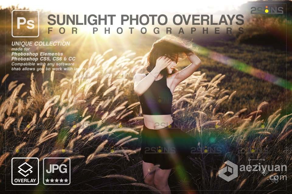 16张金色日落镜头光晕散景光斑照片叠加合成素材 Sunlight Photoshop overlay金色,日落,照片,叠加,合成 - AE资源网 www.aeziyuan.com