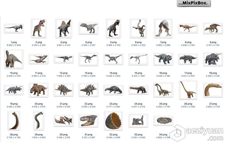 34张侏罗纪时代恐龙巨兽创意设计合成PNG素材 Dinosaurs Photo Overlays Pack侏罗纪,时代,恐龙,巨兽,创意设计 - AE资源网 www.aeziyuan.com