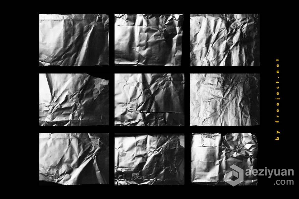 18张皱巴巴的锡箔纸褶皱纹理设计合成素材 15+ Crumpled Foil Texture皱巴巴,锡箔纸,设计,合成,素材 - AE资源网 www.aeziyuan.com