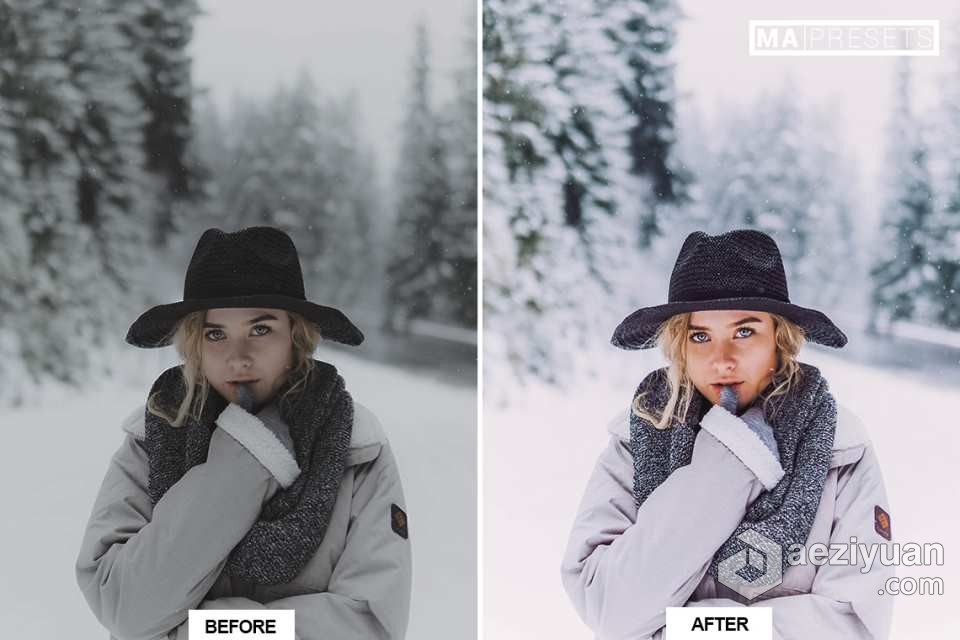 10个冬季通透人像调色Lightroom预设 WINTER SNOW Lightroom Presets冬季,人像,调色,lightroom,预设 - AE资源网 www.aeziyuan.com