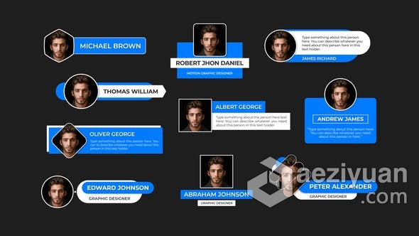 PR模板-10个带头像照片的字幕条公司机构企业人物信息介绍PR标题模板下载模板,头像,照片,字幕,公司 - AE资源网 www.aeziyuan.com