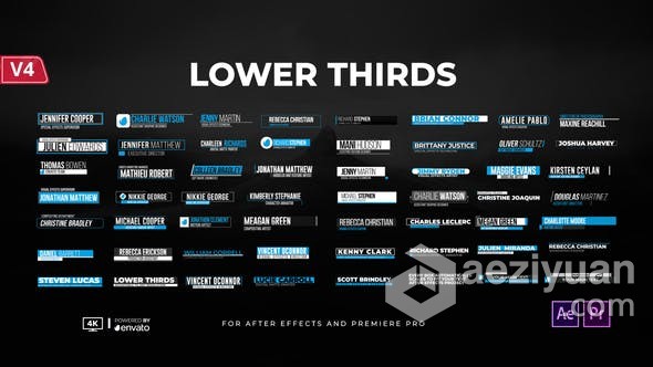 AE/PR模板-150组简约字幕条文字标题设计动画AE与PR模板下载 4K分辨率更新V4模板,简约,字幕,标题,设计 - AE资源网 www.aeziyuan.com