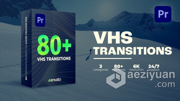 PR模板-VHS Transitions PR模板80种视频转场预设损坏干扰故障过渡动画下载模板,transition,视频,转场,预设 - AE资源网 www.aeziyuan.com