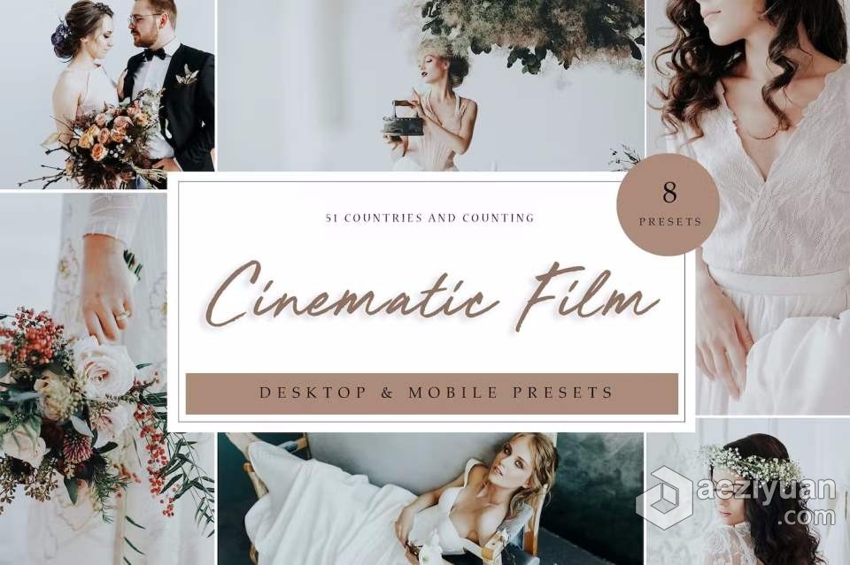 电影胶片婚礼人像Lightroom预设 Lightroom Preset - Cinematic Film电影胶片,人像,lightroom,预设 - AE资源网 www.aeziyuan.com