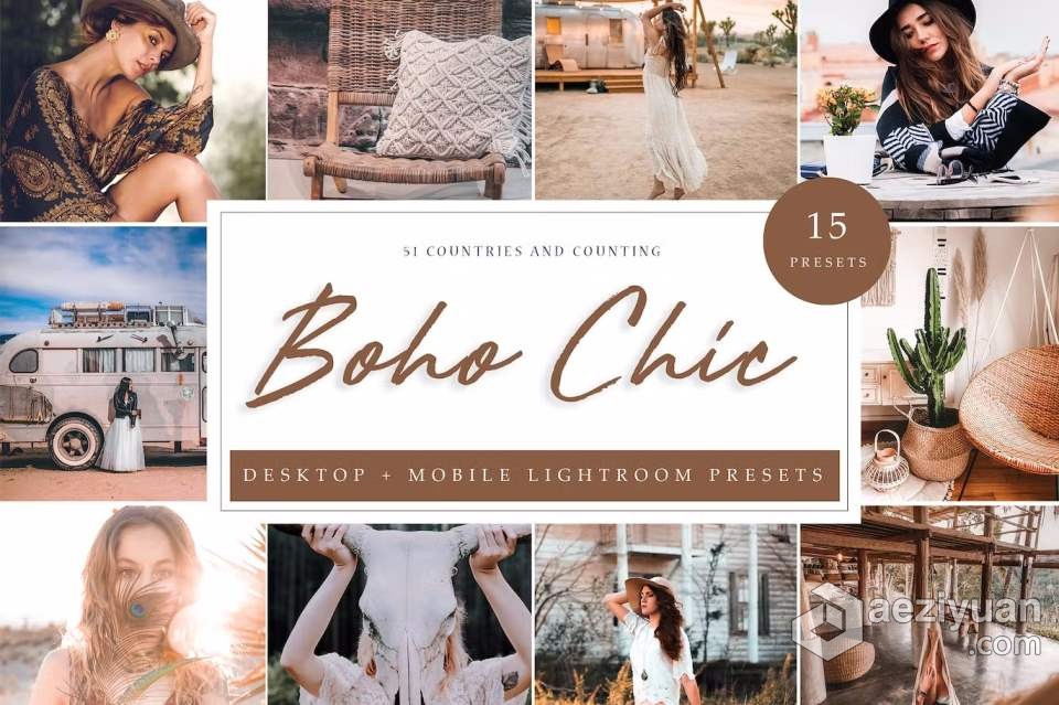 别致波西米亚人像Lightroom预设 Lightroom Presets - Boho Chic Vol. 1别致,波西米亚,波西米亚人,人像,lightroom - AE资源网 www.aeziyuan.com