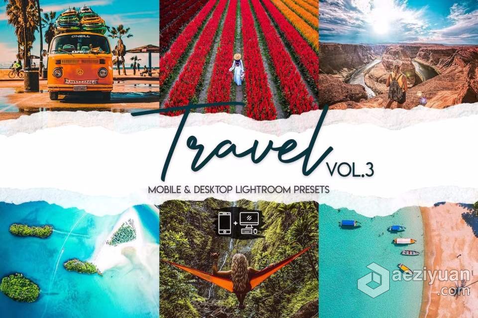 旅拍电影风光人像Lightroom预设 Travel Lightroom Presets Vol. 3风光,人像,lightroom,预设 - AE资源网 www.aeziyuan.com