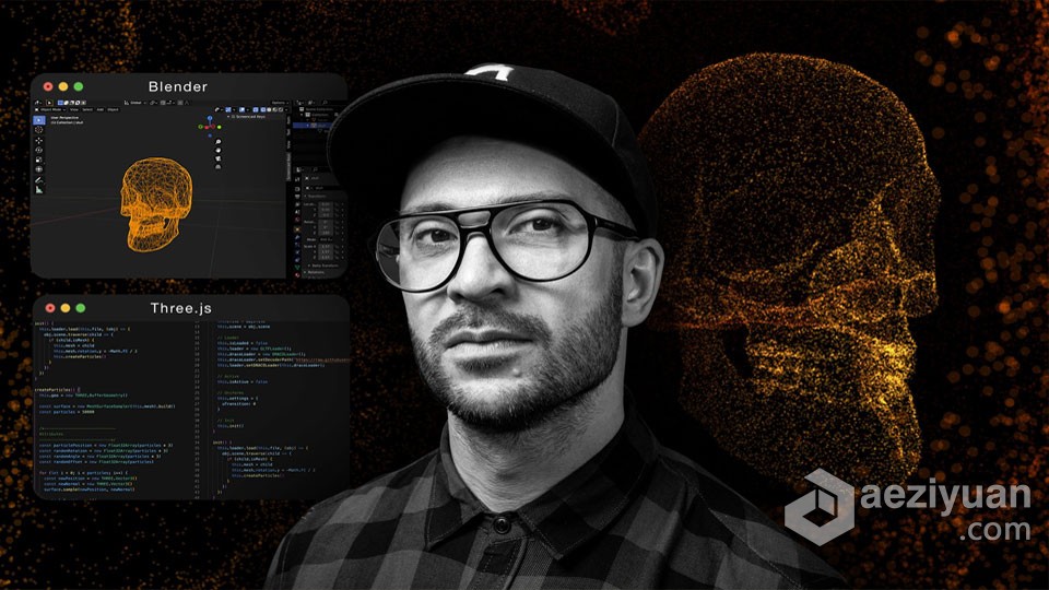 Blender和Three.js制作3D粒子场景视频教程blender,制作,场景,视频教程 - AE资源网 www.aeziyuan.com