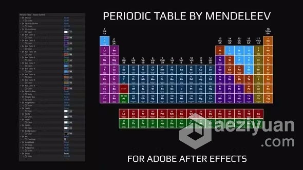 AE模板-门捷列夫元素周期表包含118种化学元素介绍动画AE模板下载门捷列夫,元素周期表,周期表,包含,化学元素 - AE资源网 www.aeziyuan.com