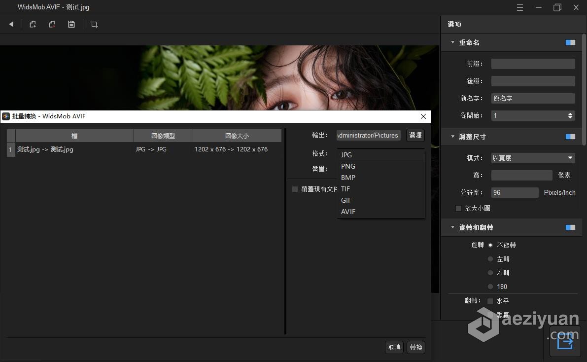 Avif图片转JPG/PNG/BMP/TIF等常用格式转换查看编辑软件 WidsMob AVIF v1.6.0.138 WIN中文版图片,常用,格式,转换,查看 - AE资源网 www.aeziyuan.com