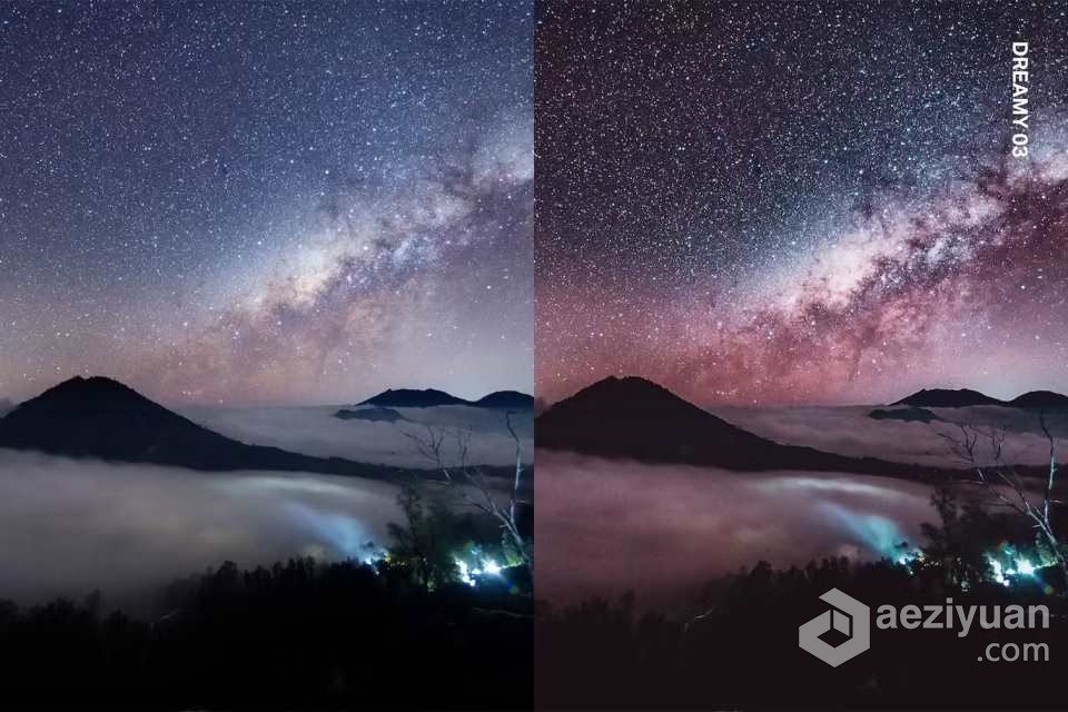 25个夜景星空银河系摄影Lightroom预设及MV延时视频调色LUT预设摄影,lightroom,预设,延时,视频 - AE资源网 www.aeziyuan.com