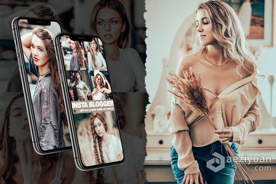 Insta博客复古胶片人像Lightroom预设 Insta Blogger Lightroom Presets博客,复古,胶片,人像,lightroom - AE资源网 www.aeziyuan.com