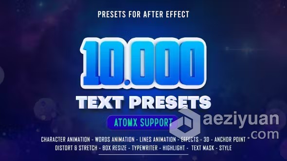 AE脚本预设包-Text Presets AE脚本预设包1000种文字标题动画文本预设 AtomX版预设包下载脚本,预设,1000,标题,动画 - AE资源网 www.aeziyuan.com