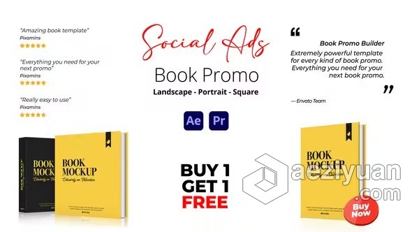 AE与PR模板-创建酷炫时尚和吸引人的图书广告AE与PR模板下载 Book Promo Social Ads模板,创建,酷炫,吸引,图书 - AE资源网 www.aeziyuan.com