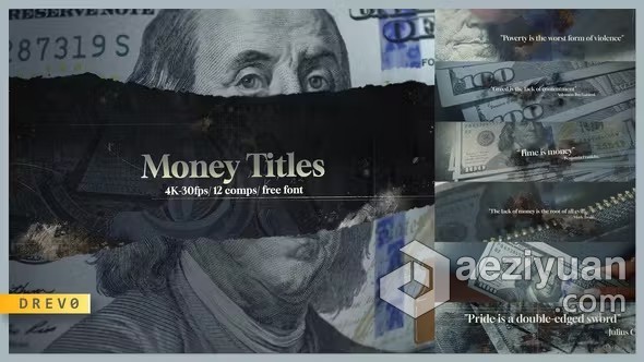 AE模版-银行业务金融货币经济投资纸币背景标题动画AE模版下载 Money Titles - AE资源网 www.aeziyuan.com