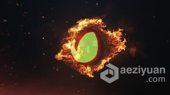 AE模版-烈火燃烧火花粒子火焰标志动画AE模版下载 Fire Logo Reveal - AE资源网 www.aeziyuan.com