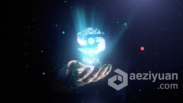 AE模版-数字手全息图演示发光标志动画AE模版下载 Digital Hand Hologram Presentation Logo Reveal - AE资源网 www.aeziyuan.com