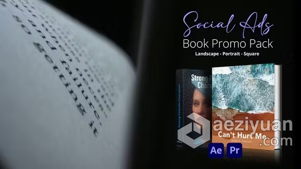 AE与PR模板-精装小说出版物介绍图书广告书籍展示AE与PR模板下载 Book Promo Pack - Social Ads - AE资源网 www.aeziyuan.com