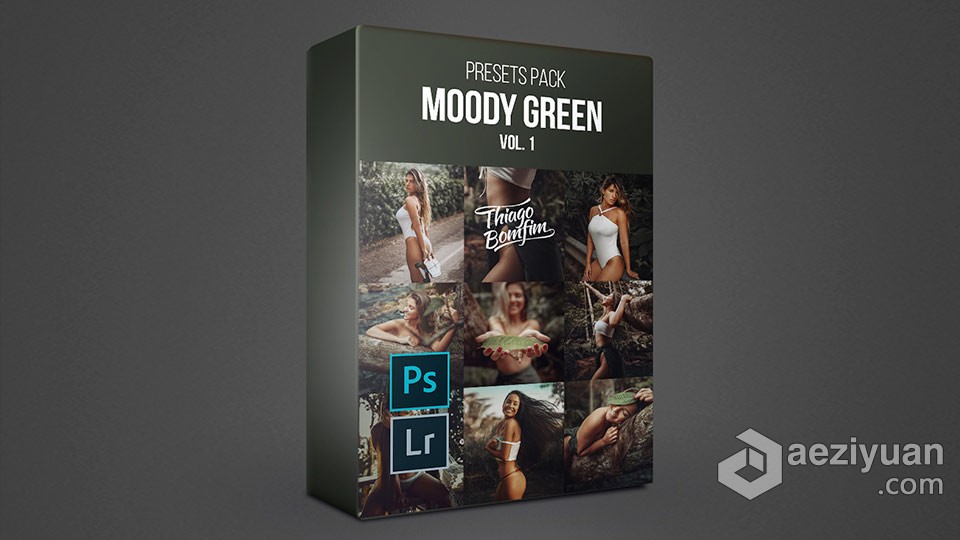 自然环境情绪人像lr预设 Thiago Bonfim - Presets Moody Green Vol.1 - AE资源网 www.aeziyuan.com