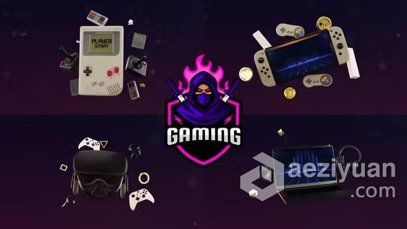 AE模板-电子设备电竞游戏片头标志动画AE模板下载 Gaming logo - AE资源网 www.aeziyuan.com