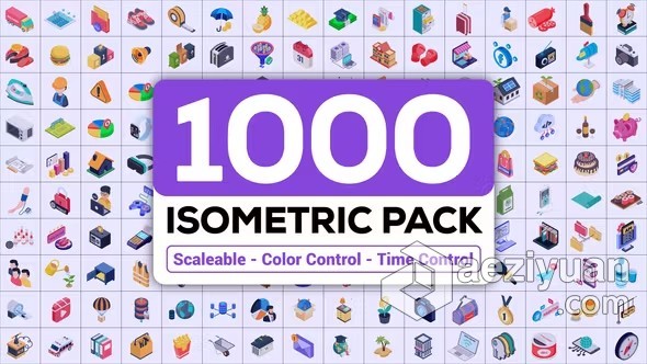 AE模板-一千多个等距图标动画效果AE模板下载 1000+ Isometric Icons Pack - AE资源网 www.aeziyuan.com