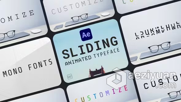 AE模板-滑动动画字体用于出发板Vlog旅游视频邀请函贺卡AE模板下载 Sliding Animated Typeface For After Effects - AE资源网 www.aeziyuan.com