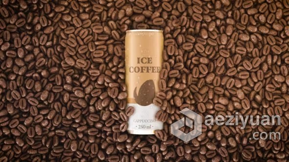 AE模板-咖啡豆画面3d铝罐冰咖啡广告AE模板下载 Iced Coffee Ad - AE资源网 www.aeziyuan.com