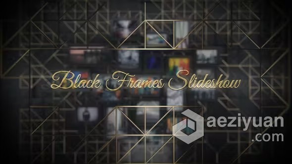 AE模板-抽象墙上黑色相框照片电影3d场景视频相册AE模板下载 Black Frames Slideshow - AE资源网 www.aeziyuan.com