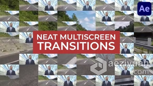 AE模版-多屏幕视频墙画面过渡转场10组效果AE模版下载 Neat Multiscreen Transitions for After Effects - AE资源网 www.aeziyuan.com