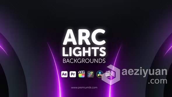 AE与PR模板-11个弧形线条多彩灯光效果元素弧光灯背景 Arc Lights Backgrounds - AE资源网 www.aeziyuan.com