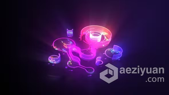 AE模板-合成波数字矩阵标志介绍AE模板下载 Digital Matrix Logo Intro - AE资源网 www.aeziyuan.com