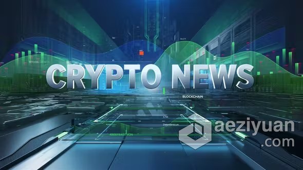 AE模板-科技新闻虚拟演播室直播频道视频包装AE模板下载 CRYPTONEWS - AE资源网 www.aeziyuan.com